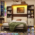 thumbnail image 5 of ANPOO Queen Size Murphy Bed with 2 LED Lights, Power Outlet, 2 Storage Units,  Farmhouse Wood Hidden Foldable Wall Bed Frame with Gas Struts, Storage Bed Cabinet for Bedroom, Space-Saving, 5 of 10