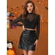 thumbnail image 2 of INSPIRE CHIC Top corto de fiesta con cuello alto transparente de malla de estrellas para mujer Negro XS, 2 of 5