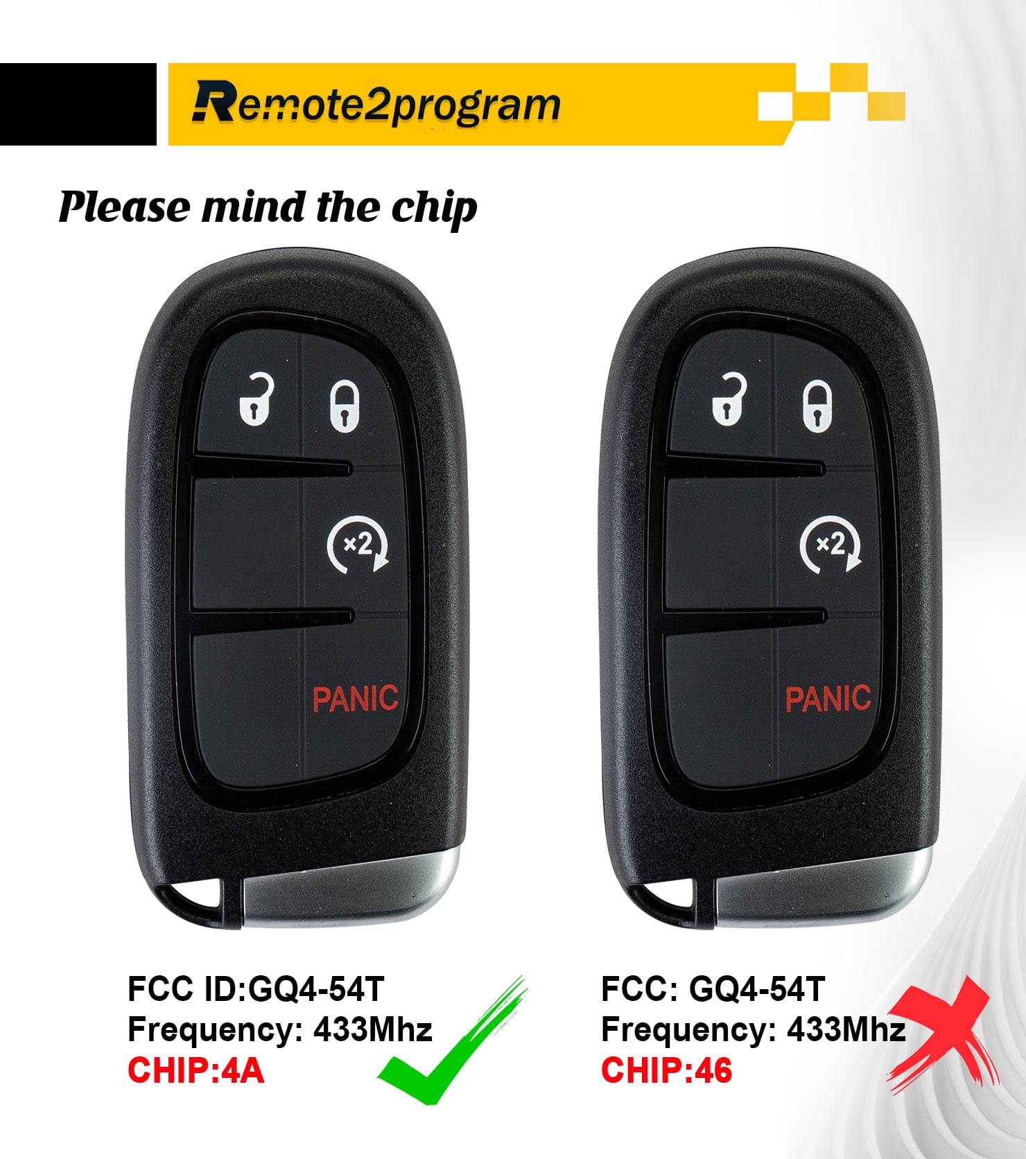 OBD Tool Car Key Programmer Kit for No Working Remote and Smart Keyless Entry Remote Control Replacement for 2014-2017 Jeep Cherokee with FCC: GQ4-54T