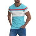 thumbnail image 5 of YOTMKGDO Mens T-Shirts, V Neck T Shirts Men, Mens Casual Slim Fit Short Sleeve T Shirts Cotton Blended Soft Lightweight V Neck Crew Neck, Muscle T-Shirt, 3# Sky Blue, M, 5 of 7