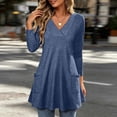 thumbnail image 4 of Ynynloco Long Sleeve for Womens Tops with 2 Pockets Fall Oversized Blouses Pullover Solid Color Dressy Casual T-Shirts Outfits, 4 of 9