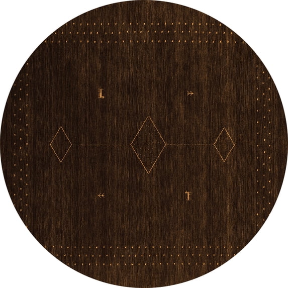 Ahgly Company Indoor Round Abstract Orange Contemporary Area Rugs, 4' Round