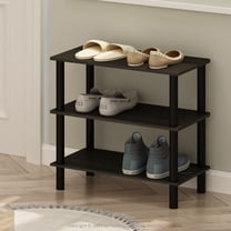 Furinno Turn-N-Tube 23-Inch 3-Tier Freestanding Shoe Rack Storage Organizer, Espresso/Black