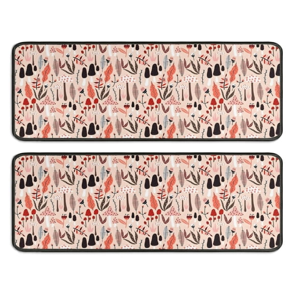 Kitchen Rugs Sets Of 2,Colorful Mushroom Plant Light Pink Pattern Anti Fatigue Kitchen Mat Rugs Non Slip Washable,Decorative Kitchen Floor Mats for Kitchen,Sink,Laundry,17"x47" 17"x47"