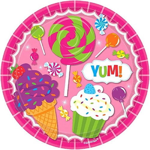 Happy Birthday 'Sweet Shop' Small Paper Plates (8ct)