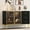 Black body + marble pattern, variant on Buffet Sideboard Cabinet with Storage, Large Fluted Kitchen Sideboard Cabinet with 2 Glass Doors 3 Drawers and Shelves, Faux Marble Top Buffet Table for Dining Room, Living Room