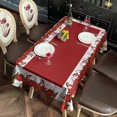 thumbnail image 5 of Meery Christmas Rectangle Table Cloths Winter Poinsettia Christmas Flower Bell Tableclothes 60x102inch Polyester Happy Holiday Waterproof Reusable Tablecloths for Weddings Banquets Restaurants, 5 of 5
