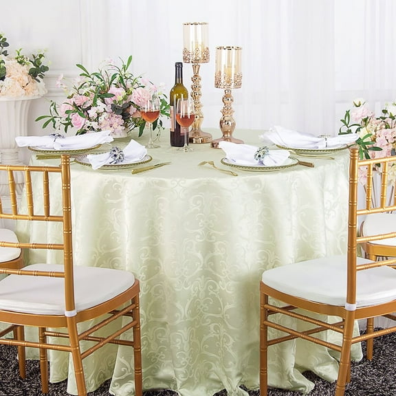 Wedding Linens Inc. 108" Round Damask Jacquard Polyester Tablecloth Table Cover Linens - Ivory