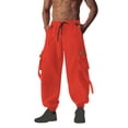 thumbnail image 1 of Tumotour Cargo Pants For Men Solid Color Casual Joggers Cotton Stretch Elastic Waist Loose Work Pants With Pockets Drawstring Basic Athletic Pants, 1 of 7