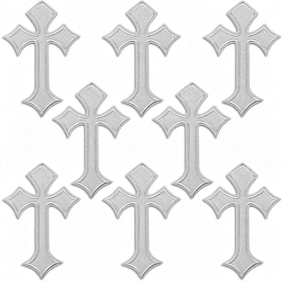 TUWAFE Cross Patches Iron on Cross Embroidery Applique Patch,Diy Decor Patches for Clothing Jeans Jackets Backpacks Hats Shirts Iron on Patch (8 Pieces White)