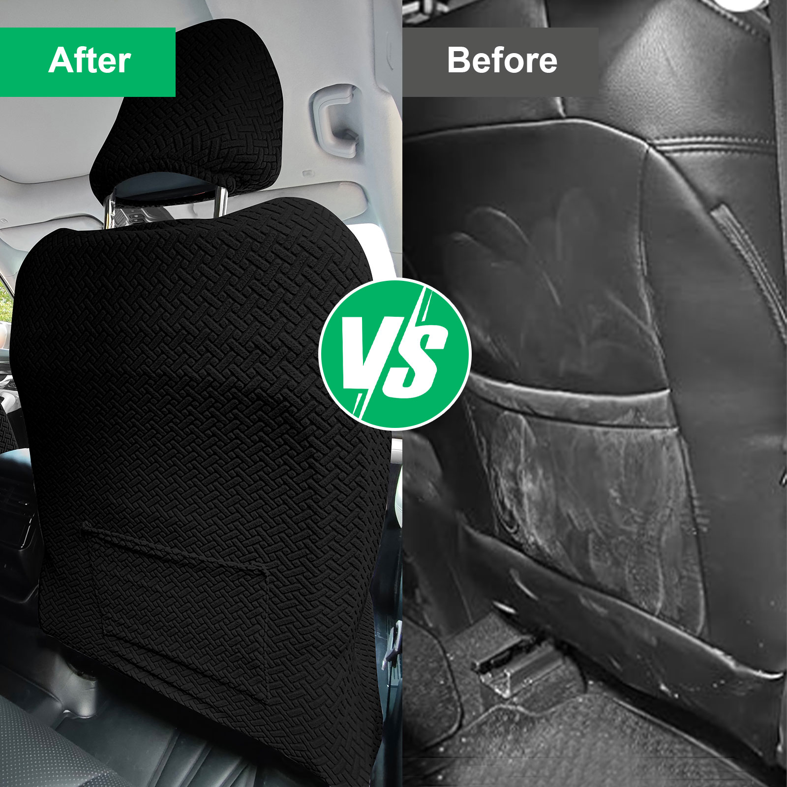 Eurhowing Universal Car Seat Covers, Non-Slip Front Car Seat Covers Set of 2, Breathable Jacquard Auto Seat Protectors for Cars SUV Sedan Truck, Black