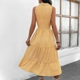 thumbnail image 6 of Henpk Summer Dresses for Women Striped T Shirt Dress Casual Midi Dress Short Sleeve Sundress with Pockets Summer Fashion Striped V-Neck Striped Waist Sexy Sling Dress Yellow XL, 6 of 6