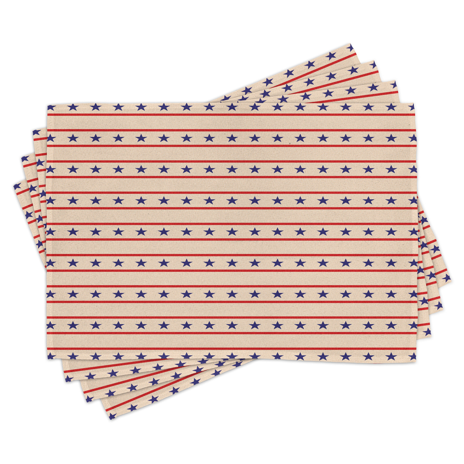Primitive Country Placemats Set of 4 Horizontal Borders Patriotic Stars