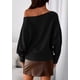 thumbnail image 4 of Suéter PRETTYGARDEN Hombro Descubierto Manga Murciélago Larga XL Negro, 4 of 8