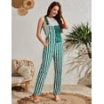 thumbnail image 3 of Overalls for Women Fashion Print Jumpsuits Festival Outfits Ladies Bibs Coveralls(Green and White Striped,S), 3 of 8