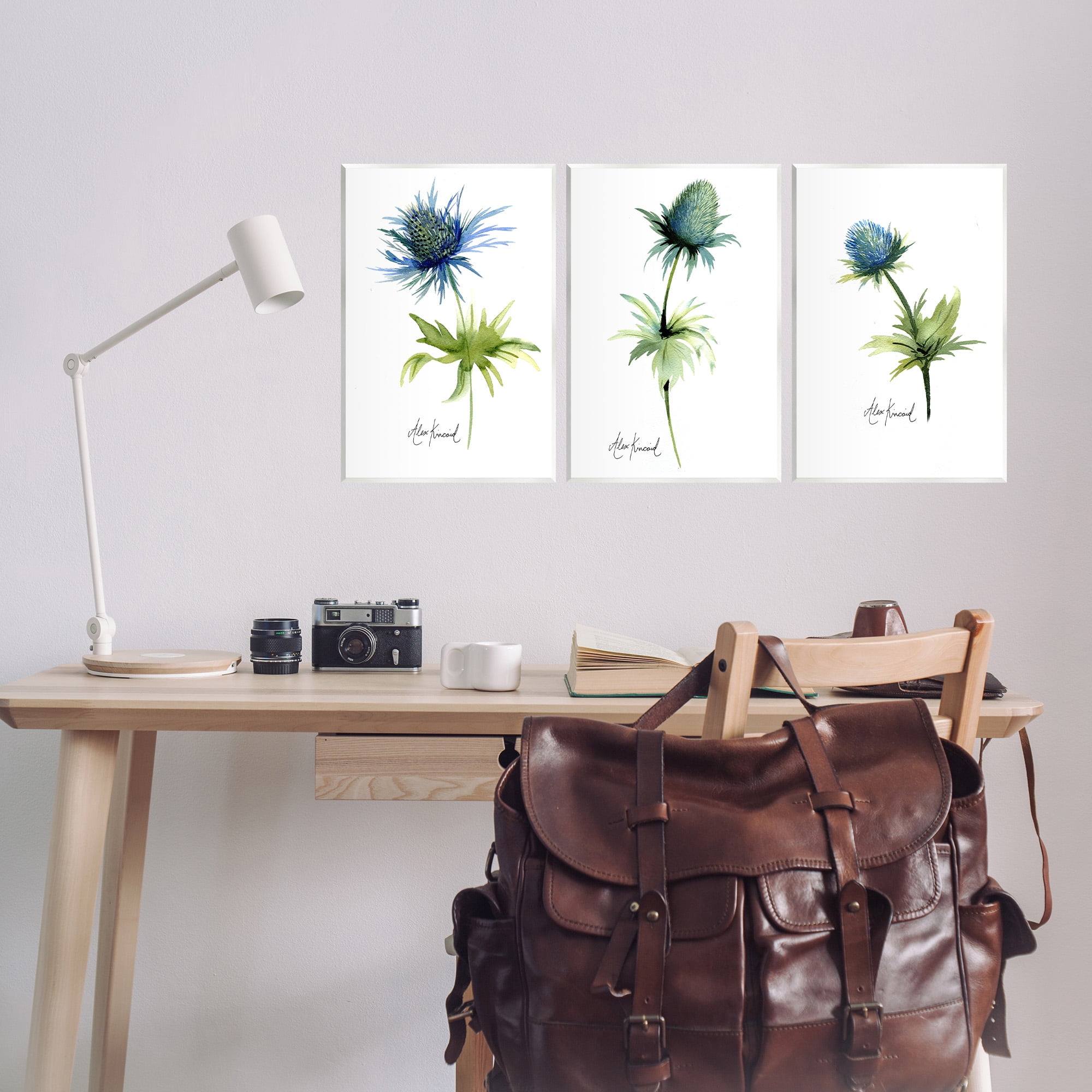 Stupell Industries Thistle Watercolors on White Botanical & Floral Painting Unframed Art Print Wall Art, 10 x 15, Set of 3