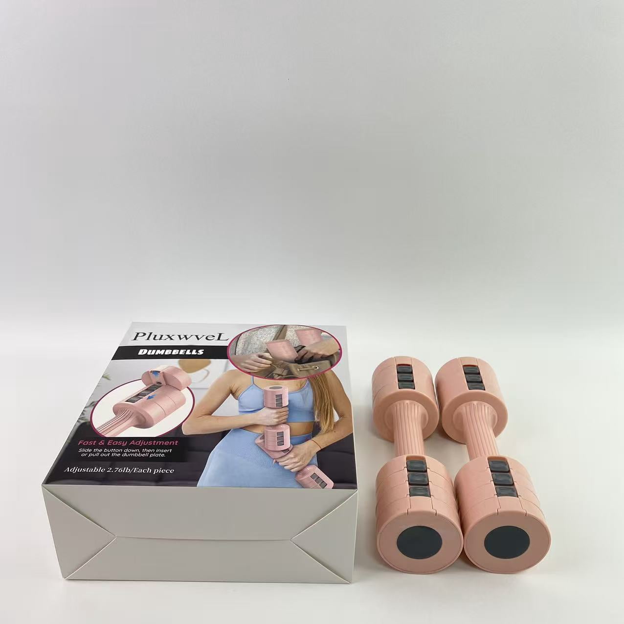 PluxwveL Dumbbells, Adjustable Dumbbell Set - Durable Non Slip Handle - Each piece can be adjusted to 2.76 pounds
