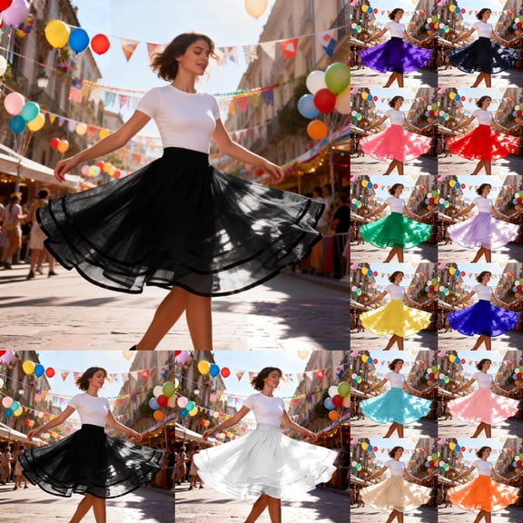 Tutu Underskirts for Women 50s Petticoat Skirt Rockabilly Dress Knee Underskirt for Dresses Puffy Skirt Black L