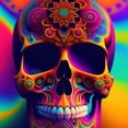 thumbnail image 4 of Stephen Chambers 26x26 Gold Ornate Wood Framed With Double Matting Wall Art Titled - Skull 84, 4 of 6