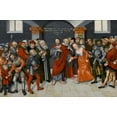 thumbnail image 2 of Cranach the Younger, Lucas 14x11 Black Ornate Wood Framed with Double Matting Museum Art Print Titled - Christ and the Adulteress, 2 of 4