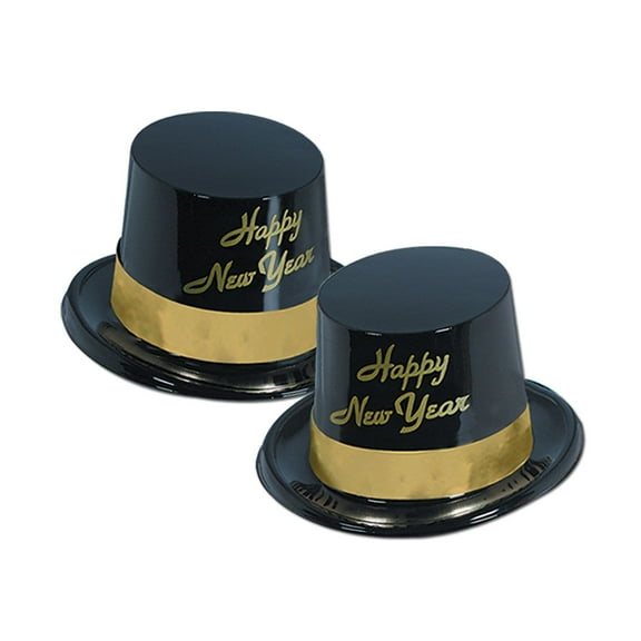 Beistle Legacy New Year Topper Hat With Gold Band One Size Black 88630-25BK