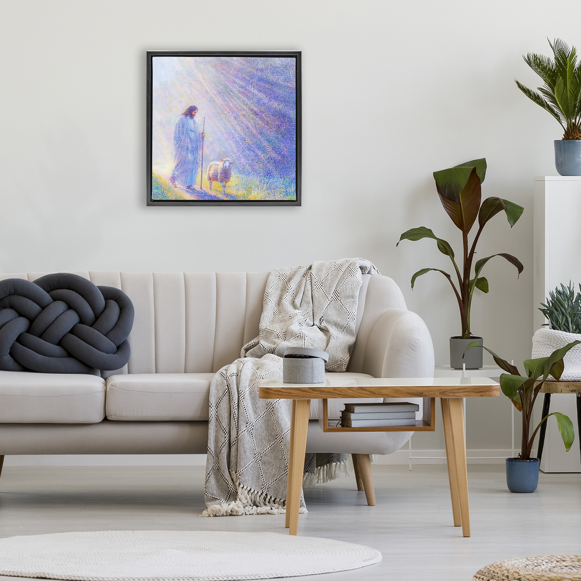 Guiding Light Shepherd Black Framed Floater Canvas Wall Art, design by Ivan Guaderrama