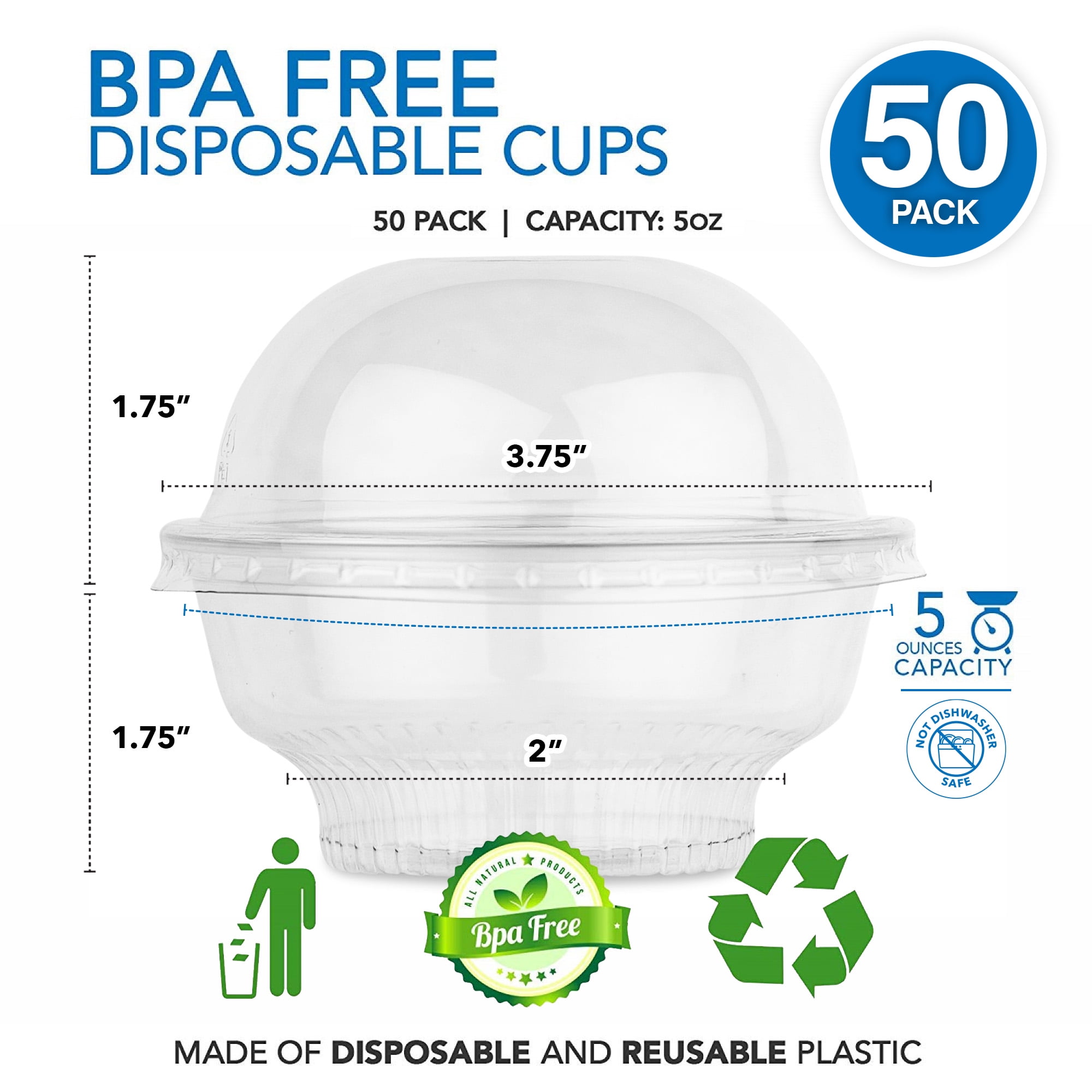 Juvale 50-pack 5 Oz Plastic Dessert Cups With Lids - Bulk Ice Cream  Containers With Dome Lids (clear) : Target