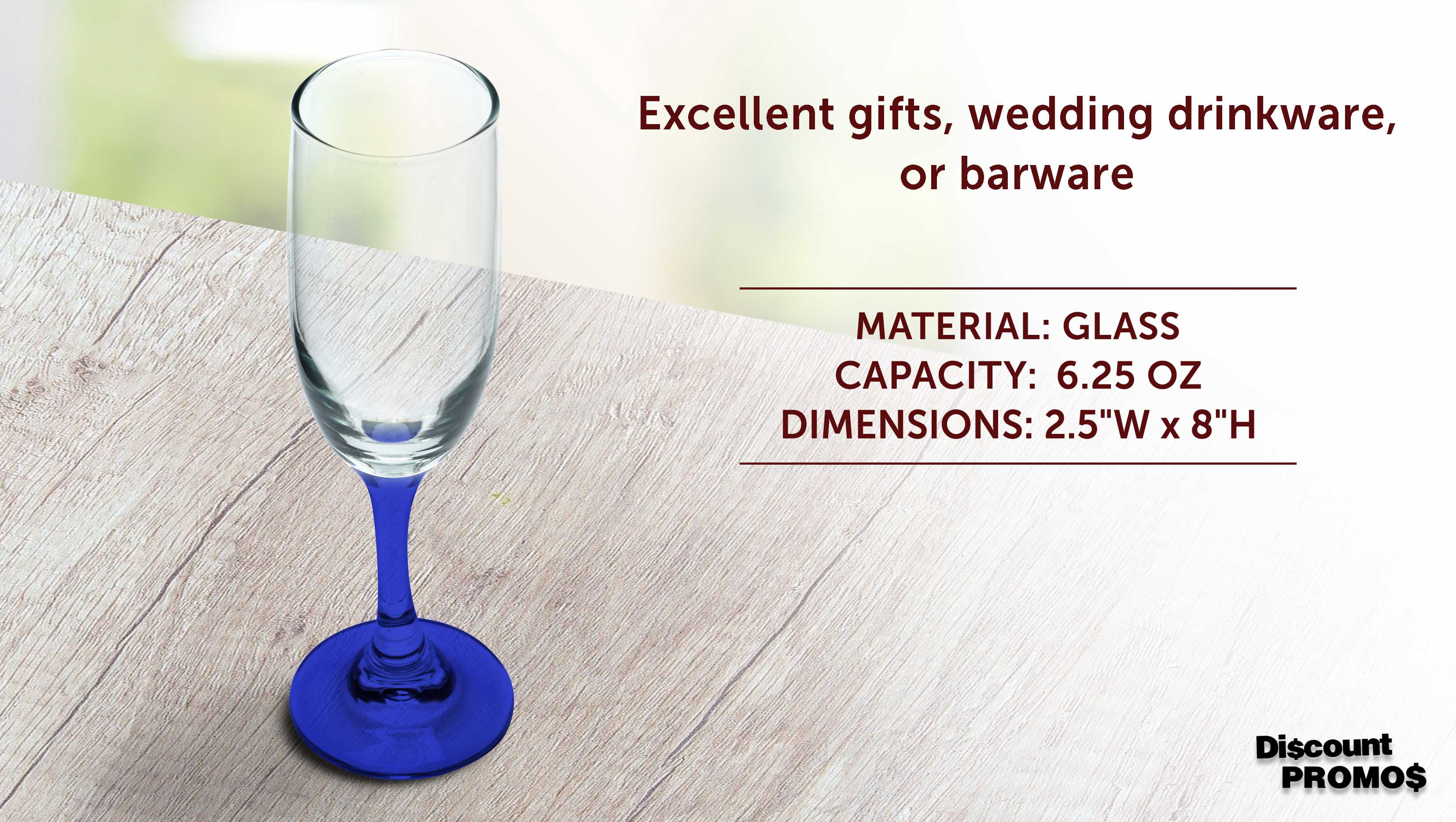 Champagne Flute 6.25 oz. Set of 10, Bulk Pack - Great for Cocktails, Weddings, Party Favors - Blue