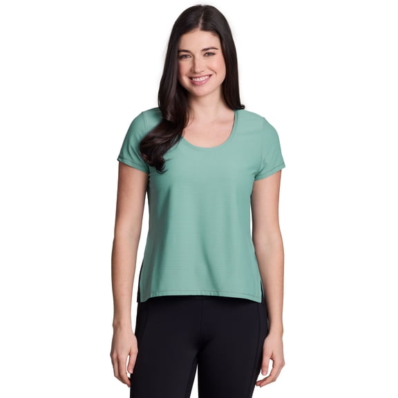 RBX Active Women's Short Sleeve Shadow Stripe Mesh Workout Tee