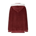 thumbnail image 6 of Lovskoo Winter Coats for Women Fuzzy Fleece Jacket Hooded Color Block Patchwork Cardigan Coat Outerwear with Pocket Claret, 6 of 9