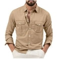 thumbnail image 1 of Fanxing Men Shirt Clearance For Friends Men's Lapel Collar Button Down Shirt Cargo Shirts Fall Spring Casual Long Sleeve Work Shirts Men Shirts Casual, 1 of 5