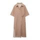 thumbnail image 2 of HH TRAF 2024 Vestidos de estilo playero para mujer, cuello vuelto a rayas, medias mangas, cordones decorativos, vestido largo de verano para mujer a la moda, 2 of 5