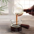 thumbnail image 5 of 2 jarras medidoras triples de doble boquilla para leche con mango de madera, 75 ml, para vasos de chupito de espresso, vidrio transparente, 5 of 5