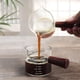 thumbnail image 5 of 2 jarras medidoras triples de doble boquilla para leche con mango de madera, 75 ml, para vasos de chupito de espresso, vidrio transparente, 5 of 5