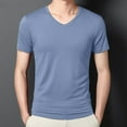 thumbnail image 2 of AHTJRT Men's Soft Short Sleeve Moisture Wicking V-Neck Workout Casual Athletic Gym Tee Tops Light Blue L, 2 of 6
