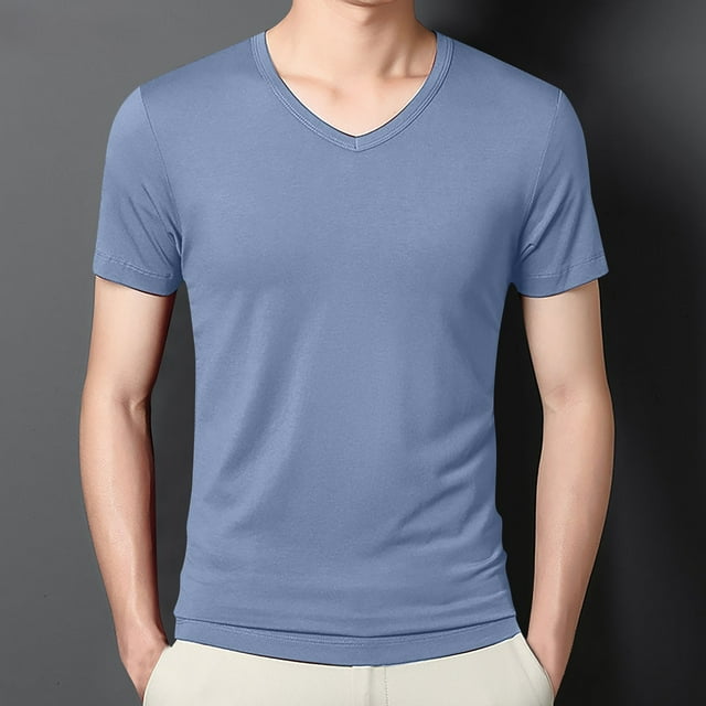 pstuiky camisetas camisas para hombre, Camisa/camiseta informal de verano para hombre, con cuello redondo y botones lisos, para uso diario y al aire libre camisetas de hombre xxxxxl