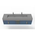 thumbnail image 2 of Castello USA Nile 72" Blue Wood Floating Vanity with Gray Top and Gold Trim, 2 of 8