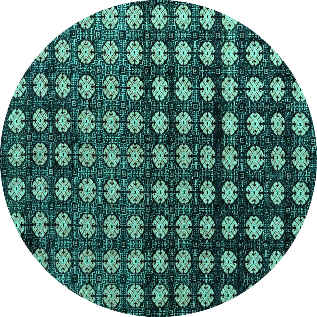 Ahgly Company Indoor Round Abstract Turquoise Blue Modern Area Rugs, 6 ...