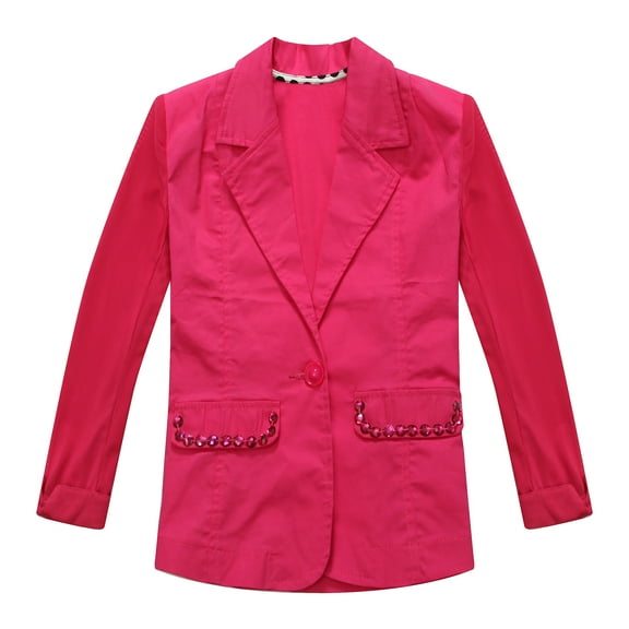 Richie House Girls' Jacket with Matching Rhinestone Accented Pockets RH0905