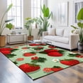 thumbnail image 3 of Area Rugs 3'x5', Sage Green Strawberry Carpet Runner Indoor Outdoor Rugs Home Decor Aesthetic, Spring Floral Watercolor Summer Botanical Non Slip Mats Washable Accent Rug for Living Room Bedroom, 3 of 8