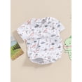 thumbnail image 5 of Aojekbee Baby Boys Summer Romper Infant White Short Sleeve Crew Neck Dinosaur Print Casual Rompers, 5 of 10
