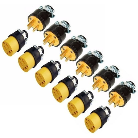 Black Duck Brand Male & Female Extension Cord Replacement Electrical Plugs End (12