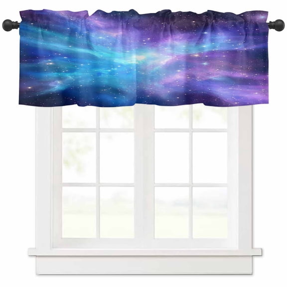 Blue Purple Sky Valances for Windows Farmhouse Kitchen Curtains Valances Rod Pocket Valance Curtains for Kitchen Windows Modern Abstract Minimalist Art Window Valances for Bathroom Bedroom 42"x12"