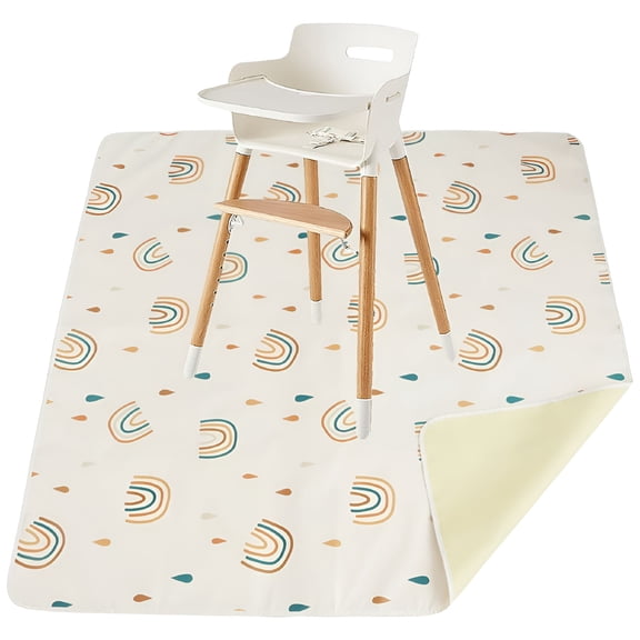 RLESO 2026 New Baby Dining Chair Mat Non-Slip High Chair Food Catcher Waterproof Baby Splat Mat Portable High Chair Feeding Mat Reusable Baby Spill Mat High Chair Floor Mat for Home Highchair Picnic