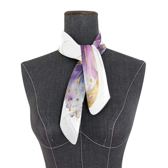 Wobogo Pastel Butterfly Square Scarf 23.62 x 23.62 In Lightweight Polyester Silk-Feel Neck Scarf for Women Fashion Head Scarf Hair Wrap Bandana