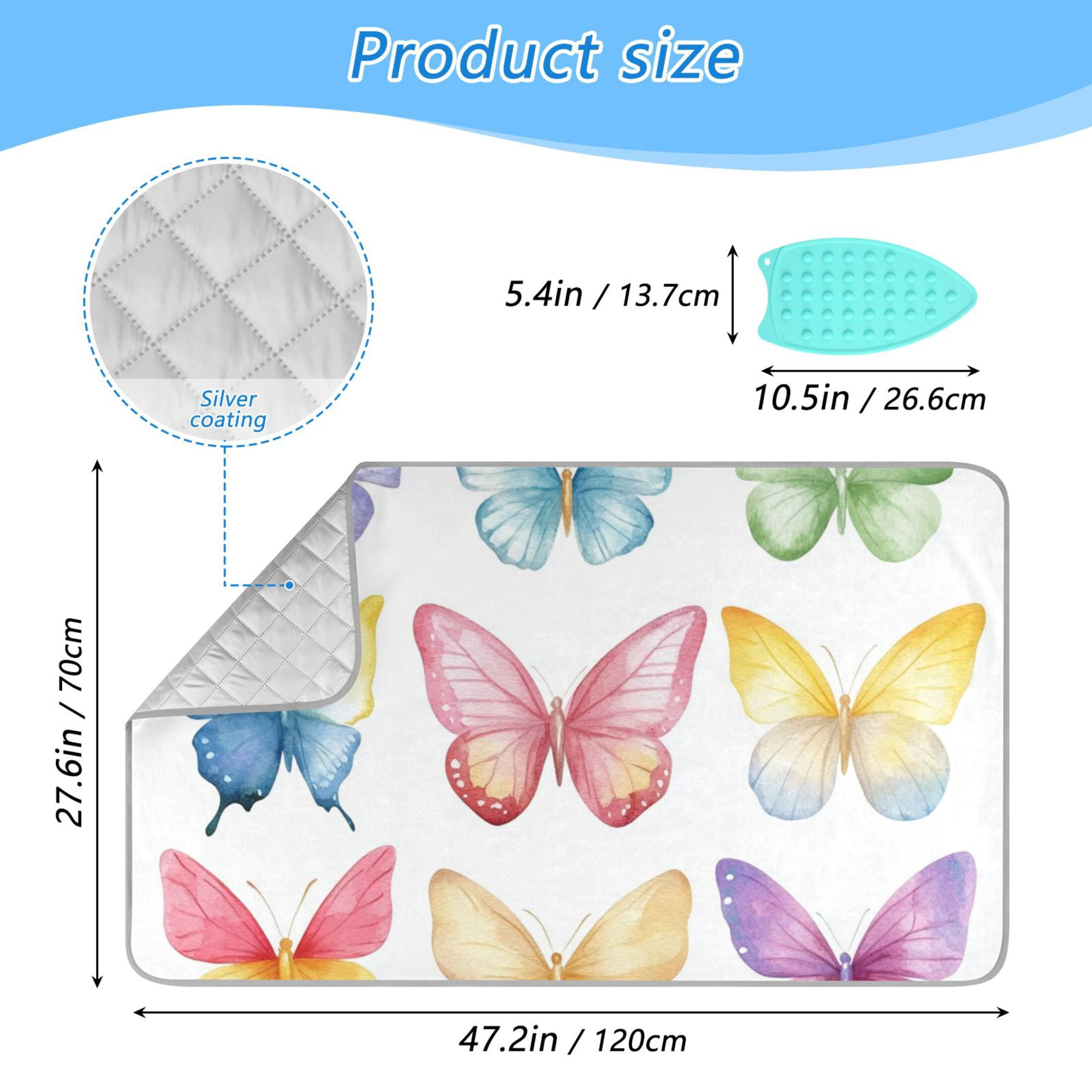 Little Butterflies Colorful Ironing Mat Blanket Portable Travel Ironing Pad Heat Resistant Pad 47.2" x 27.6”