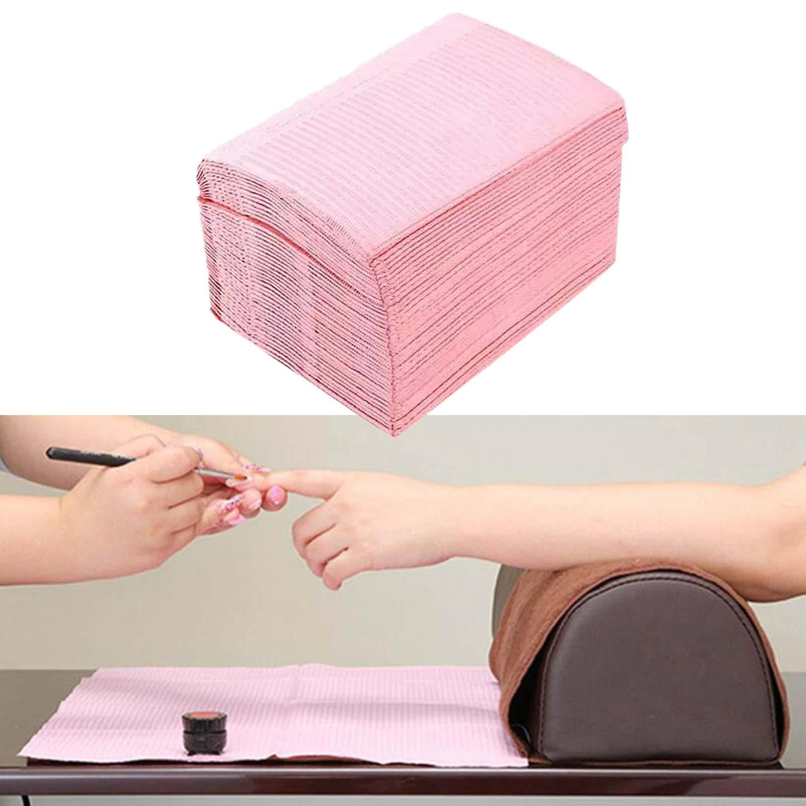 Makartt Disposable Nail Mats, 50Pcs Pink Fordable Nail Paper Towels fo