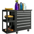 thumbnail image 1 of HOMCOM 7-Drawer Tool Chest with Side Shelf, Lockable Tool Box, Black, 1 of 10