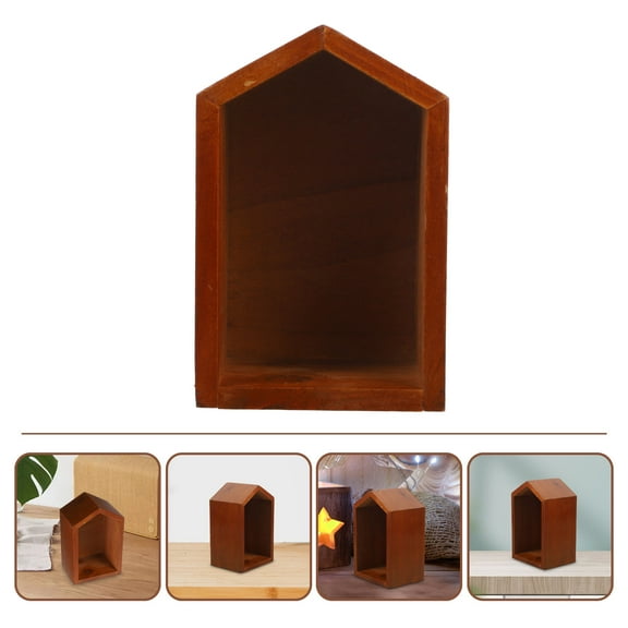 MLINS Solid Wood Desktop Storage Stand Cute Small House Shaped Bookshelf for Table Organizer