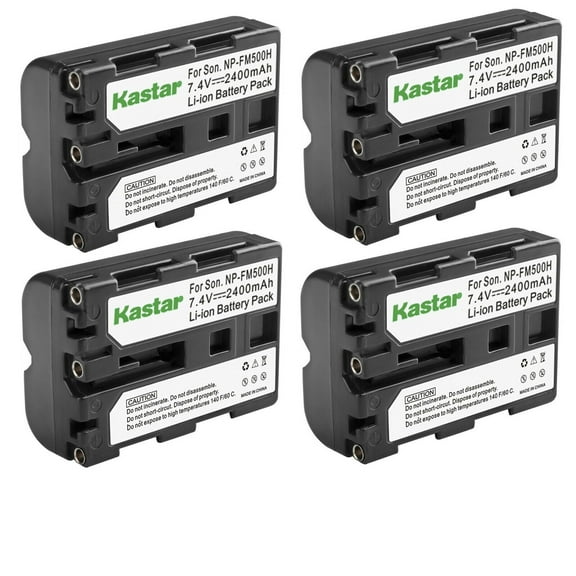 Kastar 4-Pack NP-FM500H Battery 7.4V 2400mAh Replacement for Sony DSLR-A300K/N, DSLR-A300X, DSLR-A350, α350, Alpha A350, DSLR-A350B, DSLR-A350H, DSLR-A350K, DSLR-A350X, DSLR-A450, α450 Camera